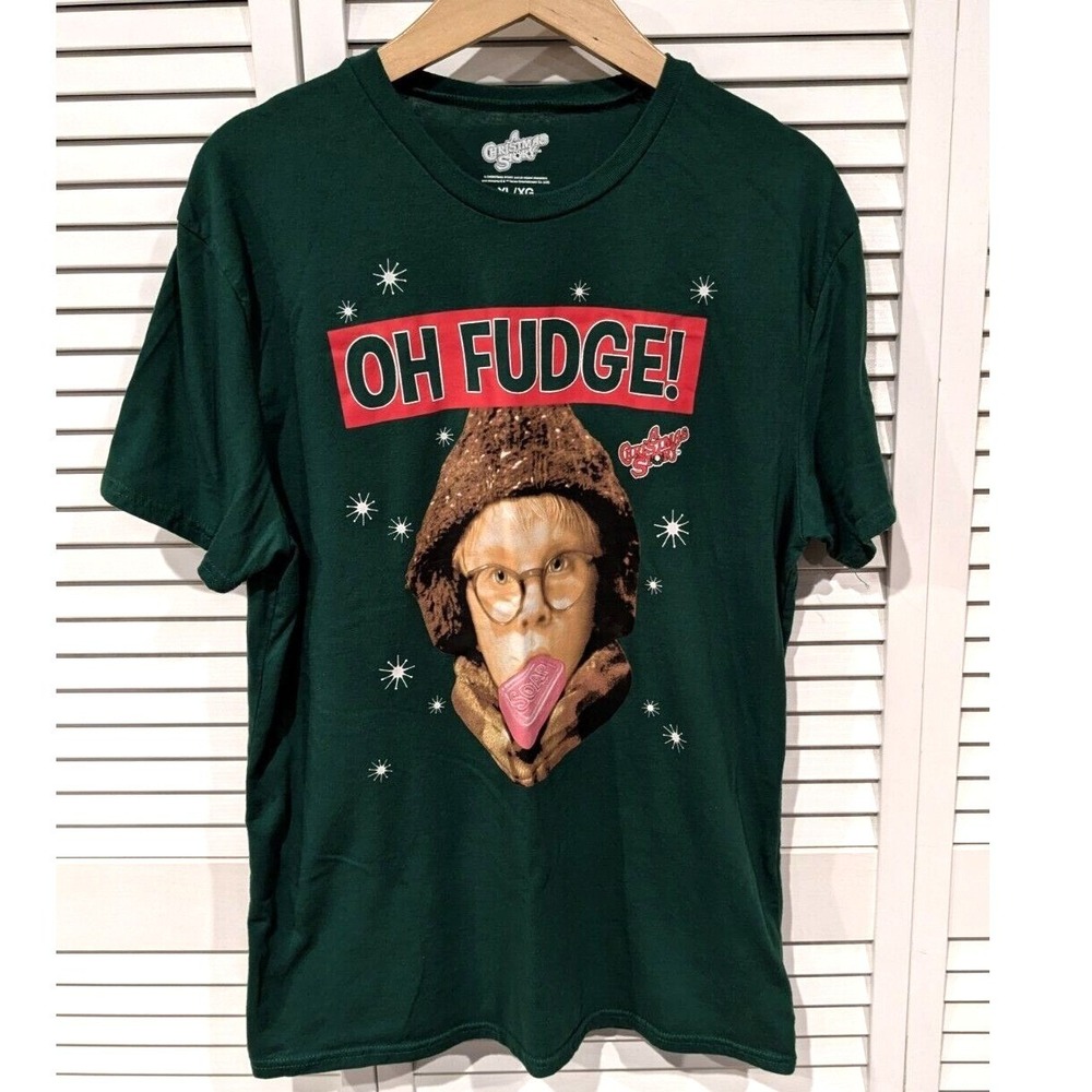 A Christmas Story "Oh Fudge!" Tee XL Green Funny Holiday Movie Shirt Ralphie